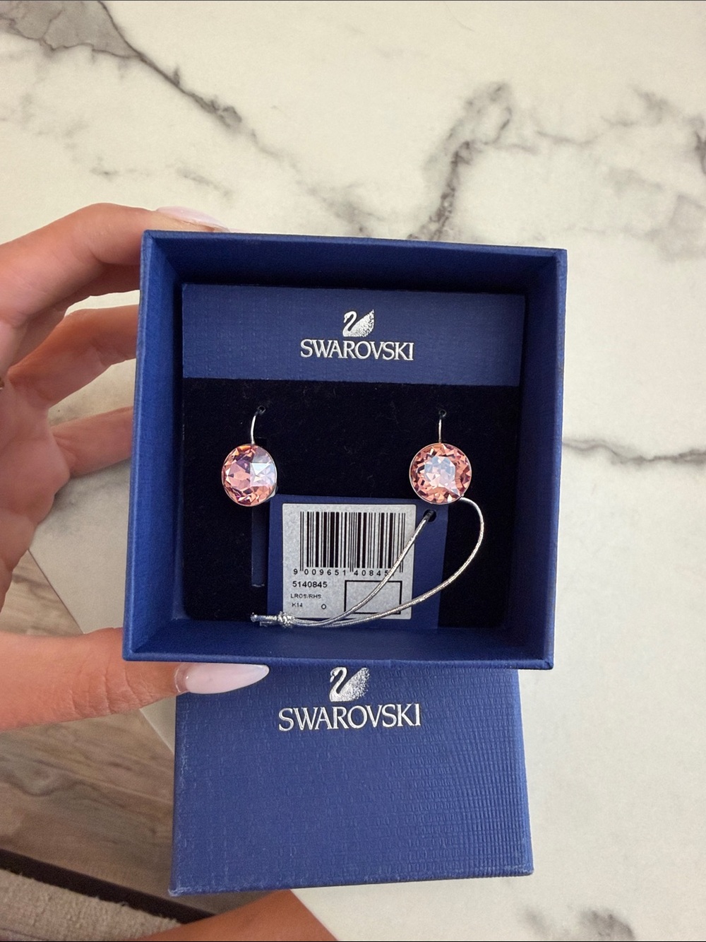 Rare Swarovski Bella Light Rose Moonlight Crystal Drop Earrings